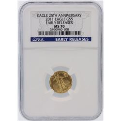 2011 NGC Graded MS70 Early Release $5 American Eagle Gold Coin