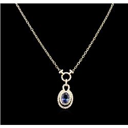 6.15ct Tanzanite and Diamond Necklace - 14KT Yellow Gold