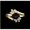 Image 1 : 14KT Yellow Gold 1.45ct Sapphire and Diamond Ring