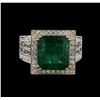 Image 1 : 4.73ct Emerald and Diamond Ring - 14KT Two-Tone Gold