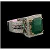 Image 2 : 4.73ct Emerald and Diamond Ring - 14KT Two-Tone Gold