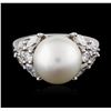 Image 1 : 18KT White Gold Pearl and Diamond Ring
