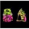 Image 2 : 31.96ctw Multi Gemstone and Diamond Non-Pierced Earrings - 14KT Yellow Gold