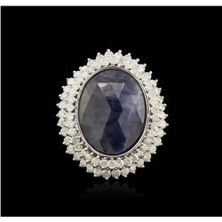 14KT White Gold 15.08ct Sapphire and Diamond Ring