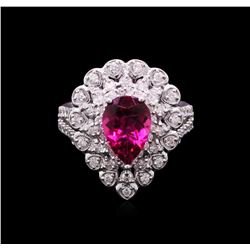 1.64ct Pink Tourmaline and Diamond Ring - 14KT White Gold