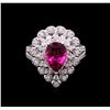 Image 1 : 1.64ct Pink Tourmaline and Diamond Ring - 14KT White Gold