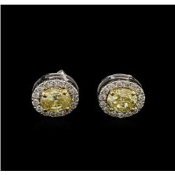 1.22ctw Yellow Diamond Stud Earrings - 14KT Two-Tone Gold