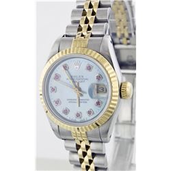 Rolex Two-Tone Ruby DateJust Ladies Watch