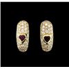 Image 1 : 0.60ctw Ruby and Diamond Earrings - 14KT Yellow Gold