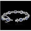 Image 3 : 14KT White Gold 6.50ctw Sapphire and Diamond Bracelet