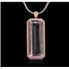 Image 2 : 14KT Rose Gold GIA Certified 162.70ct Kunzite and Diamond Pendant With Chain