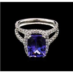 3.53ct Tanzanite and Diamond Ring - 14KT White Gold