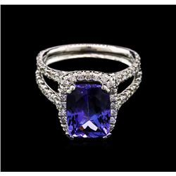 3.53ct Tanzanite and Diamond Ring - 14KT White Gold