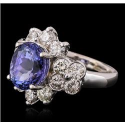 14KT White Gold 4.14ct Tanzanite and Diamond Ring