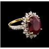 Image 2 : 9.55ct Ruby and Diamond Ring - 14KT Yellow Gold