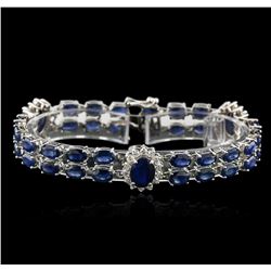 14KT White Gold 27.50ctw Sapphire and Diamond Bracelet