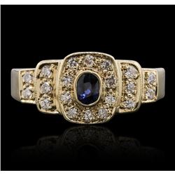 14KT Yellow Gold 0.10ct Sapphire and Diamond Ring