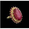 Image 2 : 33.44ctw Ruby and Diamond Ring - 14KT Yellow Gold