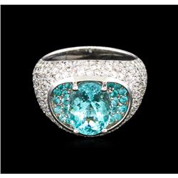 3.68ctw Paraiba Tourmaline and Diamond Ring - 14KT White Gold