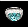 Image 1 : 3.68ctw Paraiba Tourmaline and Diamond Ring - 14KT White Gold