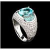 Image 3 : 3.68ctw Paraiba Tourmaline and Diamond Ring - 14KT White Gold