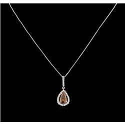 GIA Cert 1.52ctw Fancy Color Diamond Pendant With Chain - 14KT White Gold