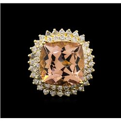 13.71ct Morganite and Diamond Ring - 14KT Yellow Gold