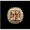 Image 1 : 13.71ct Morganite and Diamond Ring - 14KT Yellow Gold