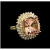 Image 2 : 13.71ct Morganite and Diamond Ring - 14KT Yellow Gold