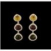 Image 1 : 20.15ctw Multicolor Tourmaline and Diamond Earrings - 14KT Yellow Gold