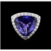 Image 1 : 13.98ct Tanzanite and Diamond Ring - 18KT White Gold
