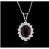 Image 1 : 14KT White Gold 3.18ct Ruby and Diamond Pendant With Chain