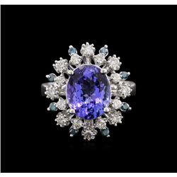 3.40ct Tanzanite and Diamond Ring - 14KT White Gold