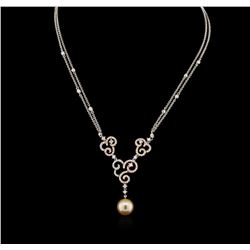 Pearl and Diamond Necklace - 18KT White Gold