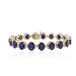 14KT Yellow Gold 31.25ctw Corundum and Diamond Bracelet