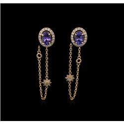 2.05ctw Tanzanite and Diamond Earrings - 14KT Rose Gold