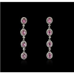 14KT White Gold 1.60ctw Pink Sapphire and Diamond Earrings