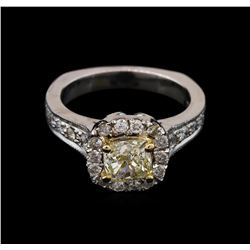 1.71ctw Light Yellow Diamond Ring - 14KT White Gold