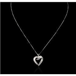 14KT White Gold 0.50ctw Diamond Heart Pendant With Chain