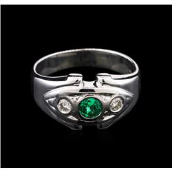 0.30ct Emerald and Diamond Ring - 14KT White Gold