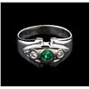 Image 1 : 0.30ct Emerald and Diamond Ring - 14KT White Gold