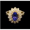 Image 1 : 2.06ct Tanzanite and Diamond Ring - 14KT Yellow Gold