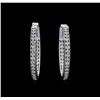 Image 1 : 3.77ctw Diamond Hoop Earrings - 14KT White Gold