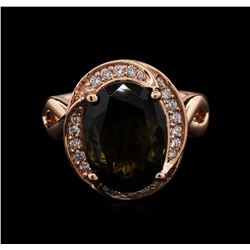 7.05ct Green Tourmaline and Diamond Ring - 14KT Rose Gold