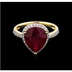 6.14ct Ruby and Diamond Ring - 14KT Yellow Gold