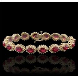 14KT Yellow Gold 13.60ctw Ruby and Diamond Bracelet