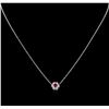 Image 1 : 0.20ct Ruby and Diamond Pendant With Chain - 14KT White Gold