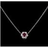 Image 2 : 0.20ct Ruby and Diamond Pendant With Chain - 14KT White Gold