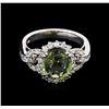 Image 1 : 3.01ct Green Sapphire and Diamond Ring - 14KT White Gold