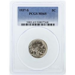 1937-S PCGS Graded MS65 Buffalo Nickel Coin